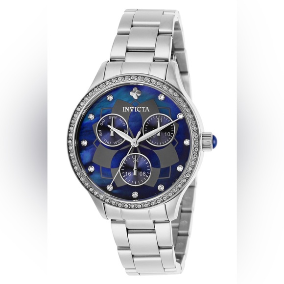 Invicta Women's Blue Wildflower Quartz Watch, Silver, 29091 - Picture 2 of 13